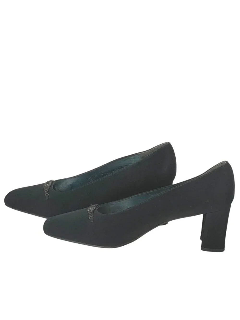 Stuart Weitzman Black Crystal Embellished Block Heel Square Toe Pumps Size 7.5B
